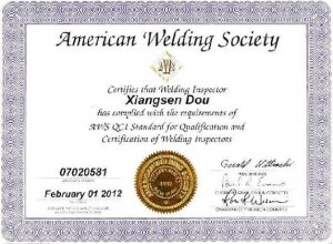AWS welding inspector certificate